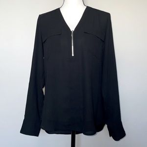 EXPRESS black poplin blouse with silver zipper size M